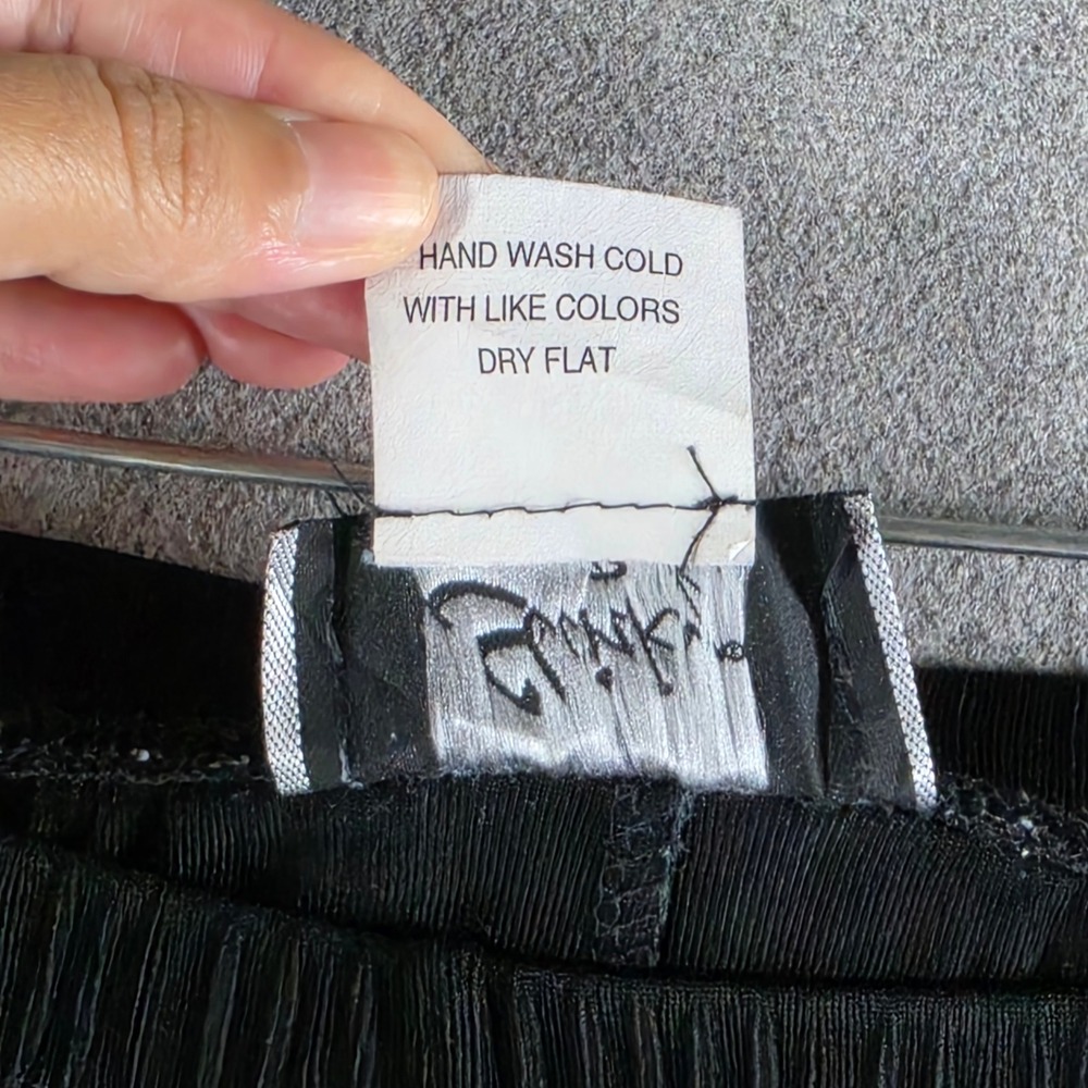 Slinky Brand Wide Leg Pants Women P1X Black Ribbed Elastic Waist Made in USA - Picture 4 of 16